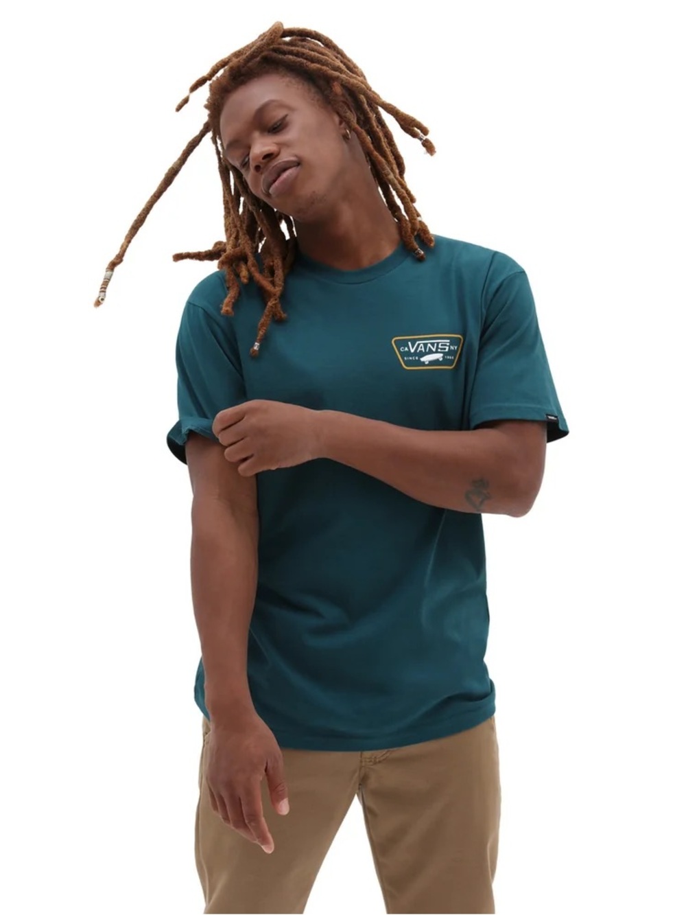 VANS Full Patch Back Short Sleeve Tee Deep Teal Size Lrg